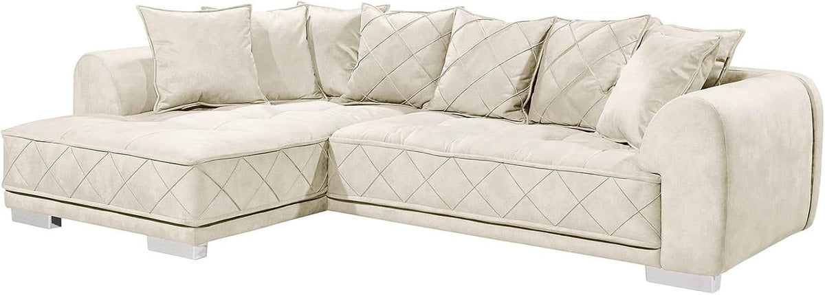 Sofa, 320cm, Beige, Riess Ambiente, XXL Ecksofa DECADENCIA - 320cm - beige - Samt - inklusive Kissen