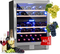 Klarstein Kühlschrank, 129L, Glas, 2 Zonen Getränkekühlschrank Klein, Kleiner Weinschrank 129L, Wine Fridge für 43 Flaschen