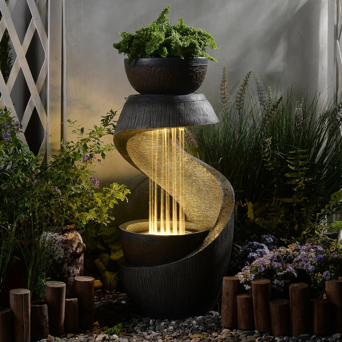 Freistehende, 82 cm, mit LED-Beleuchtung, für den Garten, für die Terrasse, Bumilgar