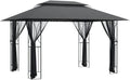 vidaXL Gartenpavillon, 400 × 300 × 270 cm, Stahl, für den Garten, vidaXL Pavillon mit Seitenwänden Anthrazit 400x300x270 cm Stahl
