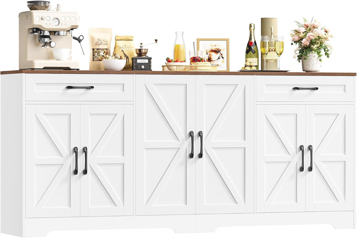 Schrank, 180cm, Weiß, für die Küche, HOCSOK, 180cm Küchenschrank mit Arbeitsplatte