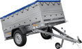 Handwagen H-0, Blau, für den Garten, UNITRAILER, Gartenanhänger 200 Kipp mit Stützrad, H-0-Rahmen und Blauer Plane