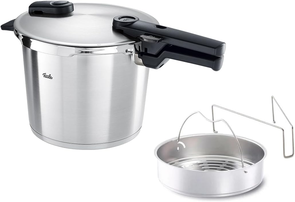 Schnellkochtöpfe, 22 cm, 6 L, Edelstahl, Fissler, Fissler Vitaquick Premium/Schnellkochtopf (6 L, Ø 22 cm) m. Einsatz, 2-Garstufen
