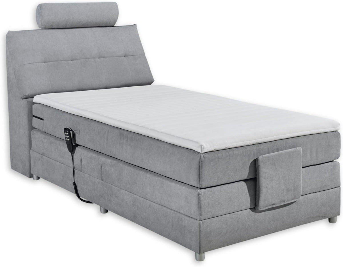 Bett, 120 × 127 × 234 cm, verstellbar, Stella Trading, PALERMO 2 Boxspringbett 120x200 elektrisch verstellbar
