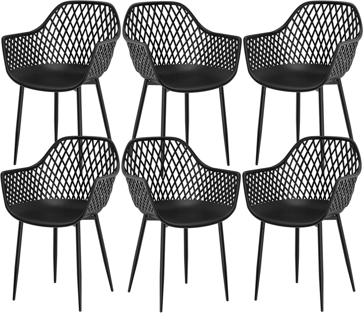 Gartenstuhl, 120 kg, Schwarz, für den Garten, buybyroom, Outdoor Stuhl mit Armlehne, Gartenstühle 120 kg belastbar
