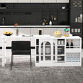 Regal, 121,5 × 40 × 76,7 cm, Glas, Weiß, für die Küche, Bladez, Bladez Ausziehbarer Bartisch 360° Drehbares Sideboard Essbar, für Küche