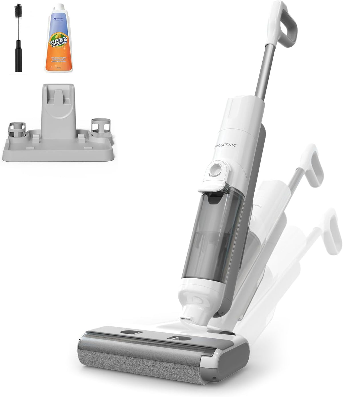 Nass- und Trockensauger F10, kabellos, Proscenic, 60 Min Staubsauger mit Wischfunktion, Saugwischer Smart 3 in 1, Anti-Verwirrungs-Haar für Hartböden