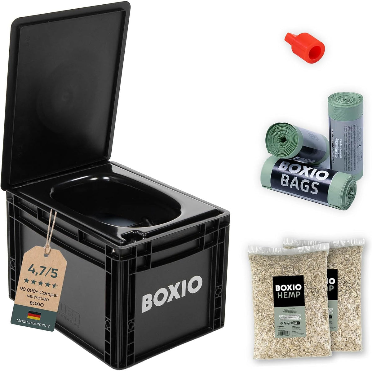 Camping-Toiletten, BOXIO, BOXIO - Toilet Plus: Campingtoilette Starter Kit mit Hemp