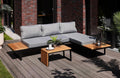 Sofa, 175 × 70 × 65 cm, Holz, Grau, für den Garten, für die Terrasse, Primaster