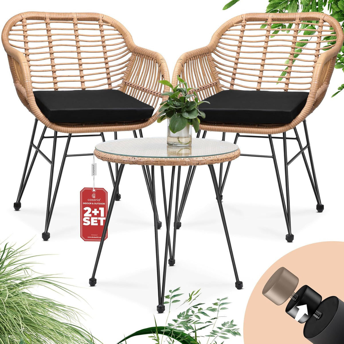 Bistrosets, 43cm, 3 Stück, verstellbar, für den Garten, für die Terrasse, CASARIA