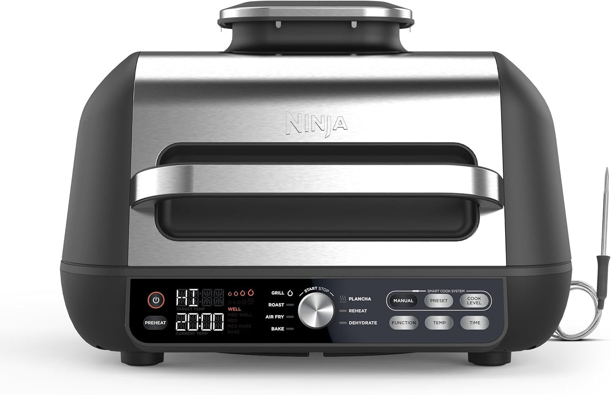 Ninja AG651EU Heißluftfritteuse, Foodi MAX PRO Grill, Plancha Flat Grill Plate &