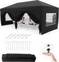 Gartenpavillon, 3 × 6 m, klappbar, verstellbar, Schwarz, für den Garten, GarveeLife, Faltpavillon 3x6 m wasserdicht stabil mit 6 Seitenwänden