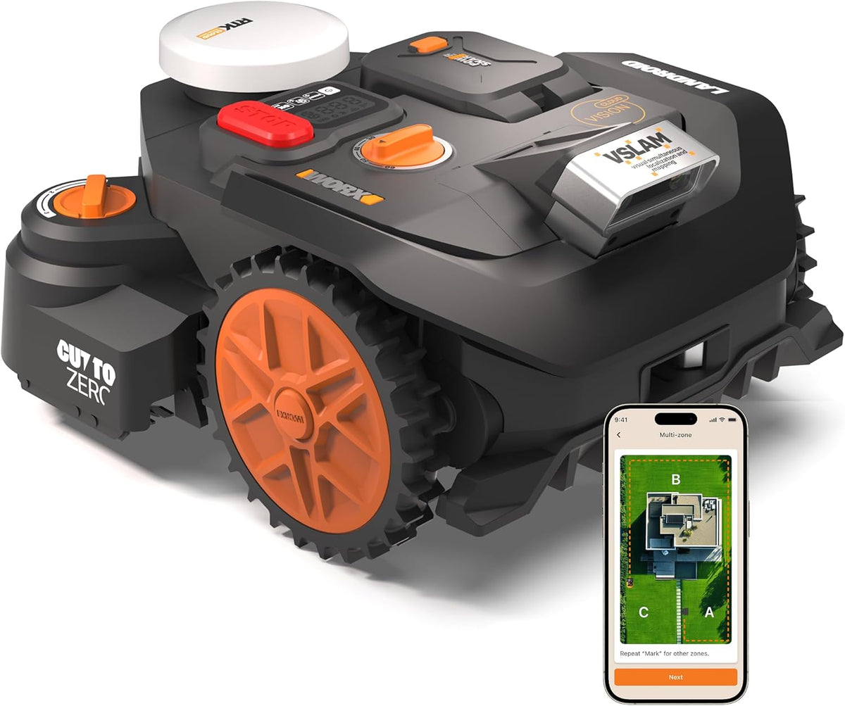 Mähroboter WR306E, WORX, 2WD Mähroboter ohne Begrenzungskabel, 600 m2