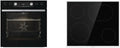 Grill, Glas, Schwarz, Gorenje, Gorenje Einbau-Herd-Set Black Set 4 mit Glaskeramik-Kochfeld, 77 Liter
