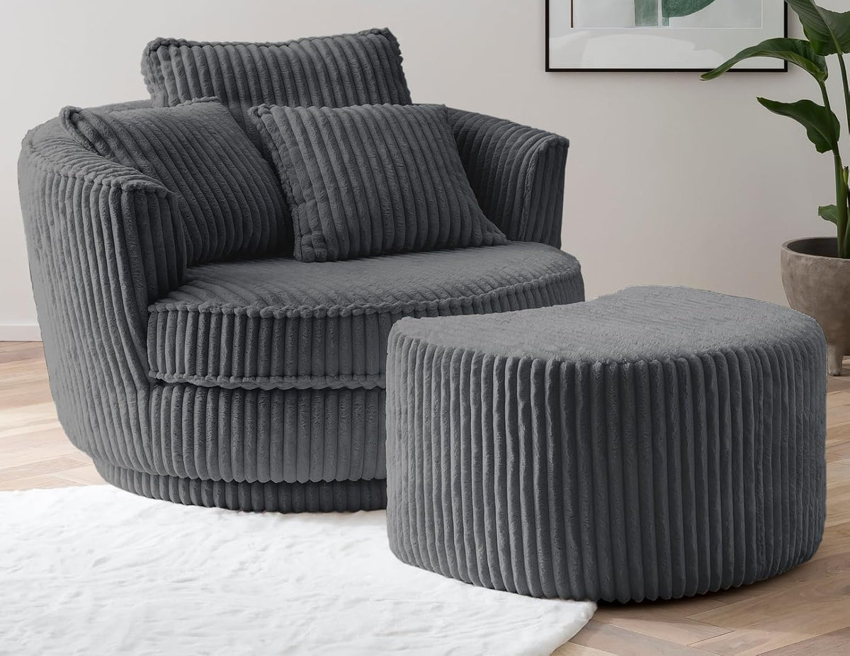 Relaxsessel & -liegen, 120 cm, Stoff, Grau, Furn.Design, Mit Hocker)