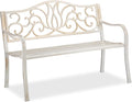 Bänke, 90 × 127,5 × 63 cm, Metall, Weiß, für den Garten, für die Terrasse, Relaxdays, Metallbank 90x127, 5x63 cm