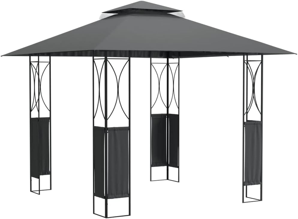 vidaXL Gartenpavillon, 300 × 300 × 270 cm, Stahl, vidaXL Pavillon mit Dach Anthrazit 300x300x270 cm Stahl
