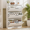 Schrank, 40 cm, BonVache, Schuhkipper mit Lamellentür, Schuhregal mit 3 Klappen