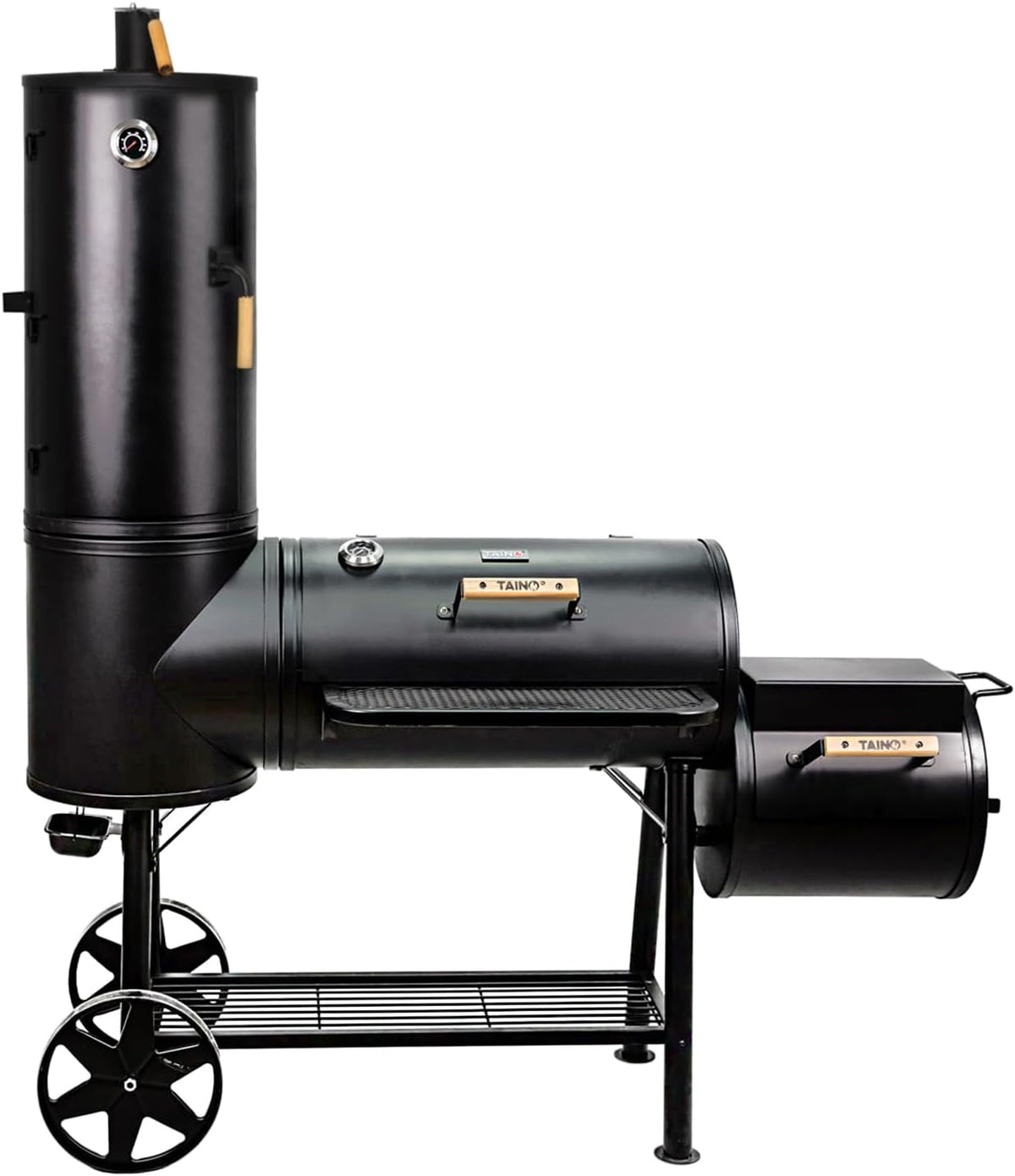Grill, 188 × 175 × 65 cm, 130kg, Holz, Stahl, TAINO, 5 mm Stahl PROFI-QUALITÄT Räucherofen (130 kg Smoker)