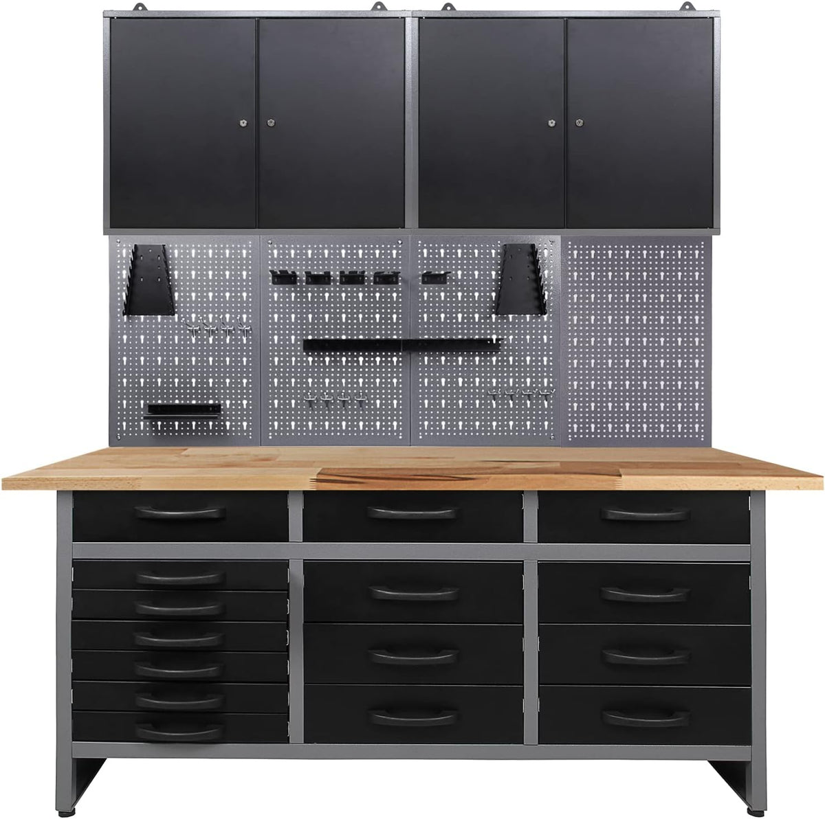 Schrank, 160 cm, Ondis24, Ondis24 Werkstatteinrichtung 160 cm breit aus: Werkbank, 2 x Werkzeugschrank, Werkzeugwand mit 22 Lochwandhaken