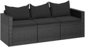 vidaXL Sofa, Schwarz, für den Garten, vidaXL 3-Sitzer-Gartensofa mit Kissen Schwarz Poly Rattan