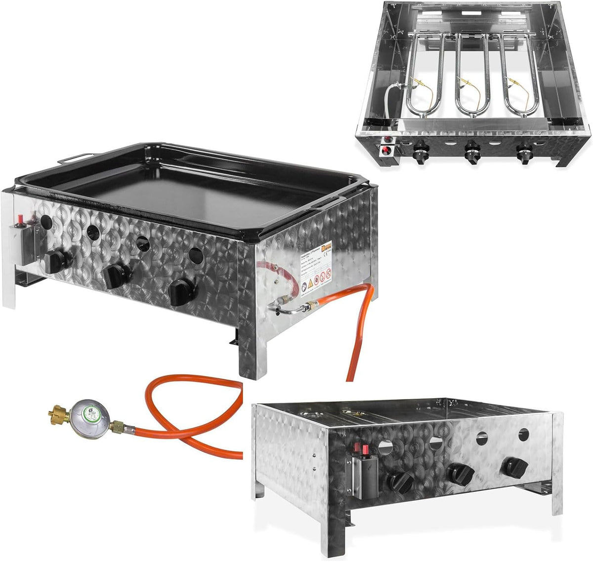 Grill, 71 × 57 × 30cm, DEMA, DEMA Gasbräter mit 3 Flammen