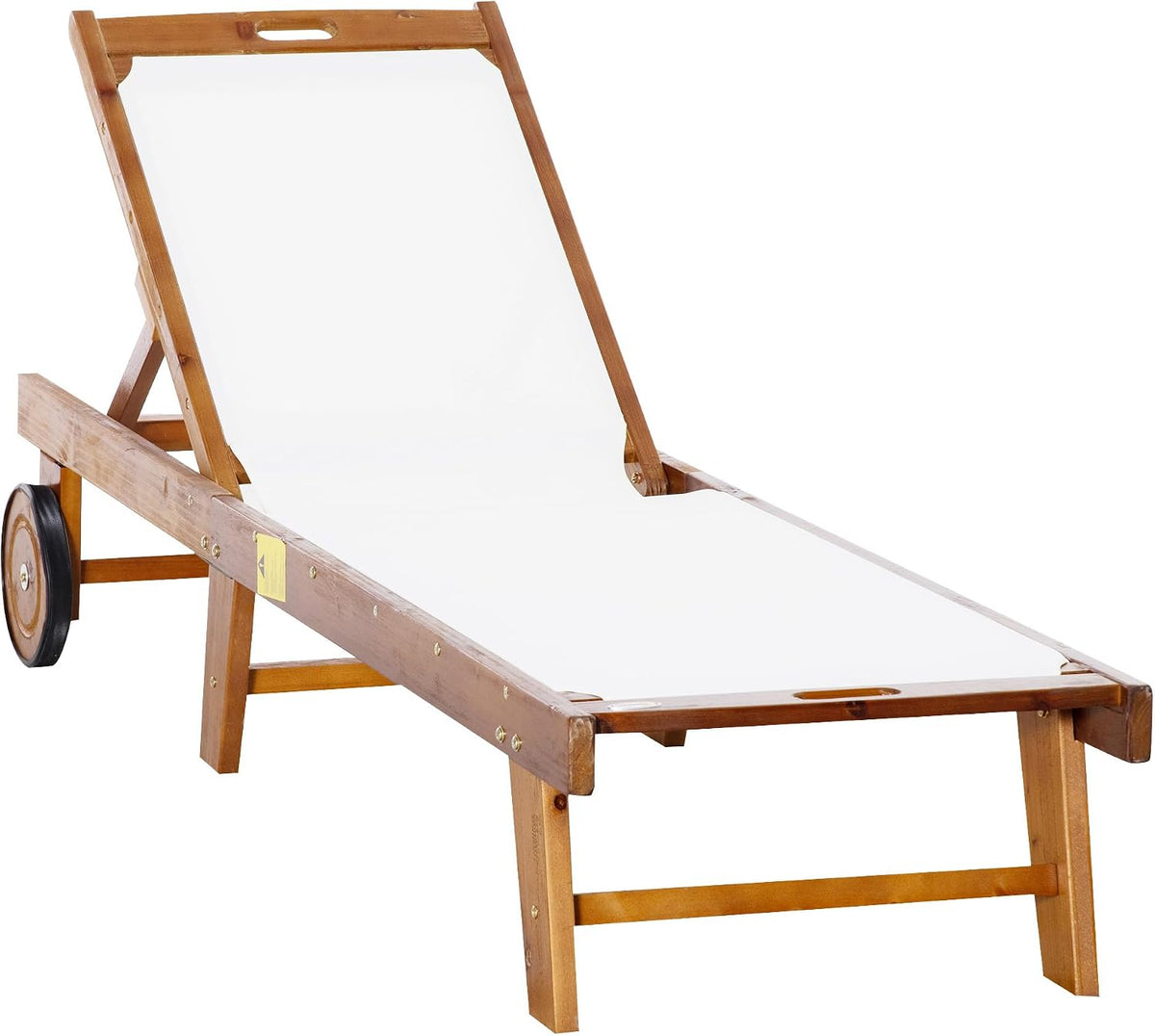 Outsunny Liegen, 88,5 cm, verstellbar, Weiß, 5 cm Natur+Weiß