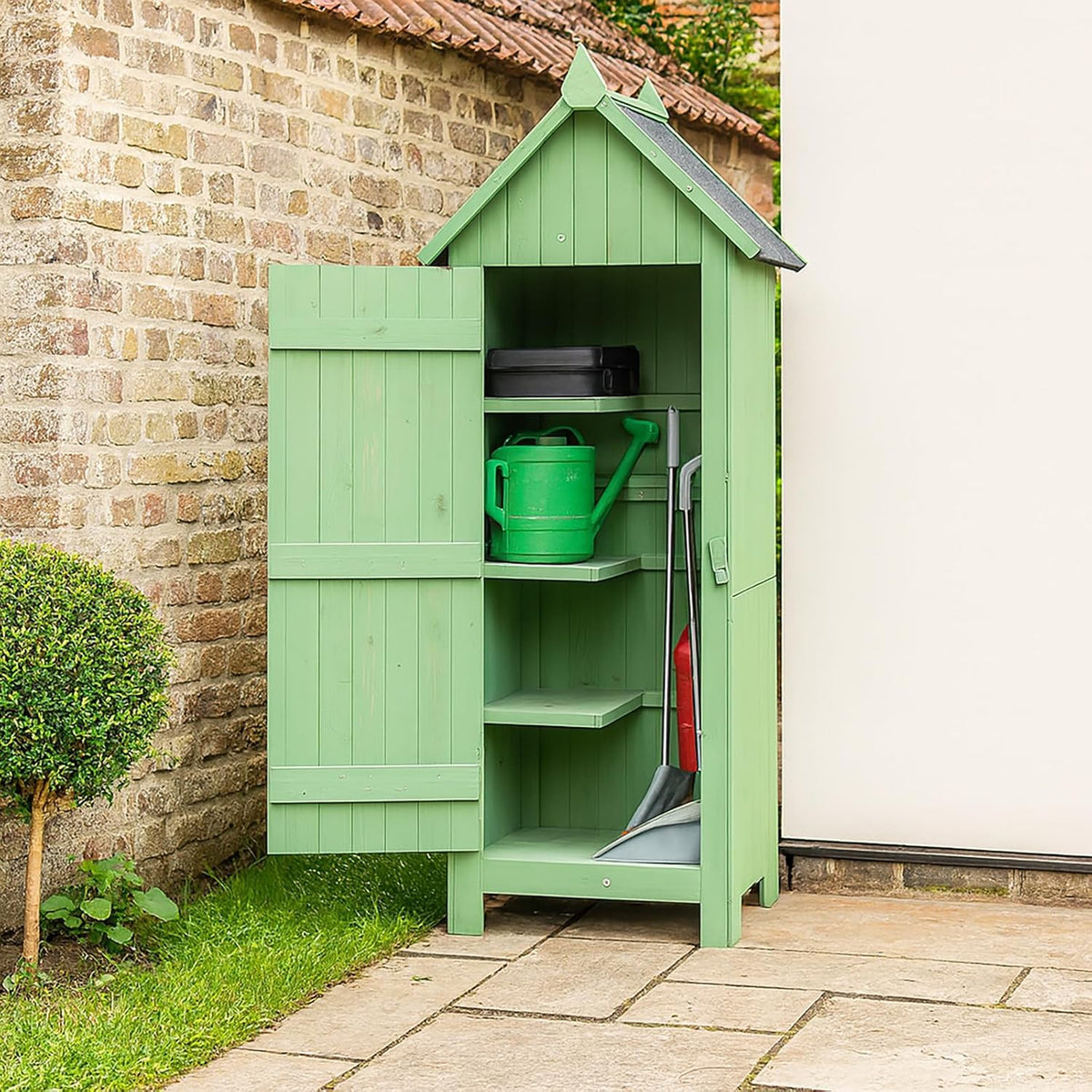Schrank, 53 × 164 × 45,5 cm, Holz, für den Garten, für die Terrasse, HTI living