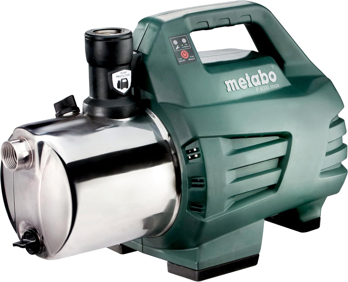 Wasserpumpen, 25 mm, 1300 W, für den Garten, metabo, metabo P 6000 Inox Gartenpumpe, Wasserpumpe für 1-4 Beregner