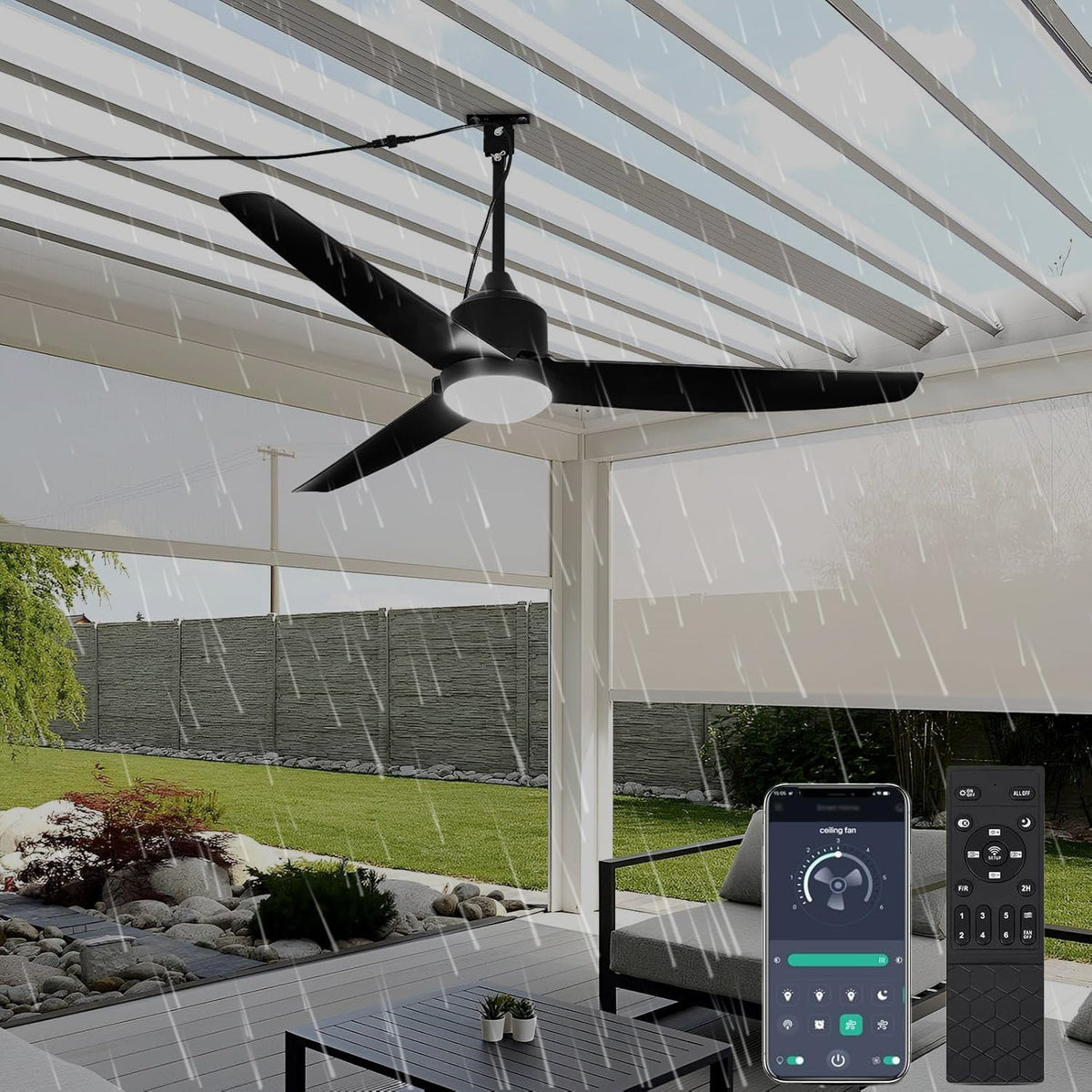 Deckenventilatoren mit Beleuchtung IP65, 12CM, mit Fernbedienung, für das Schlafzimmer, TRUYOK