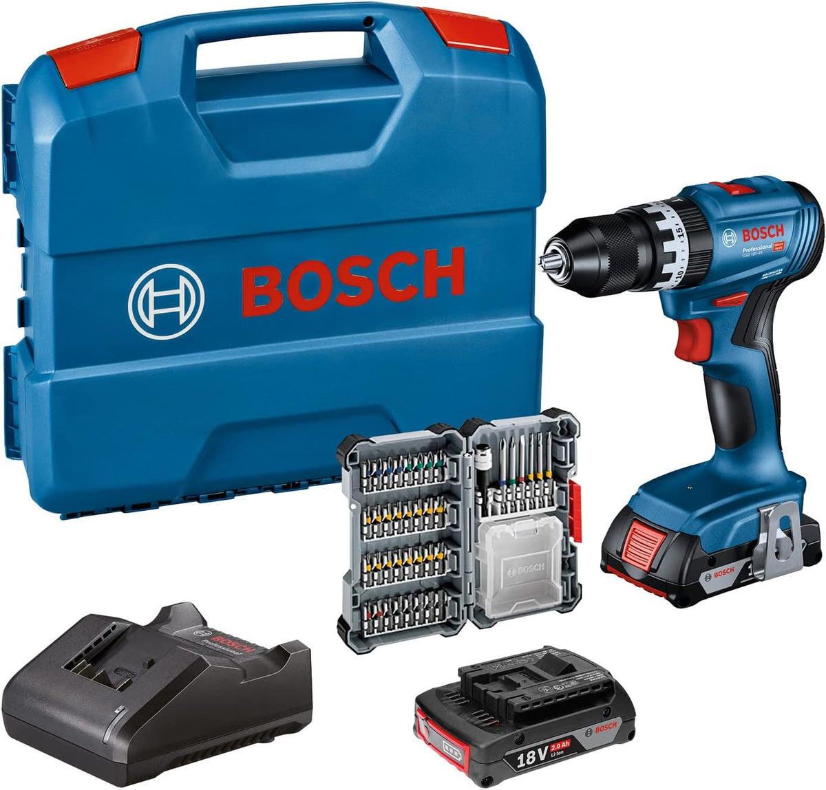 Bosch Akku-Bohrschrauber, 174 mm, 18V, kabellos, inkl. 2x 2.0Ah Akku, GAL 18V-20