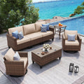 Sofa, UDPATIO, 5 Pieces Outdoor Conversation Sets with Rocking Swivel Chairs