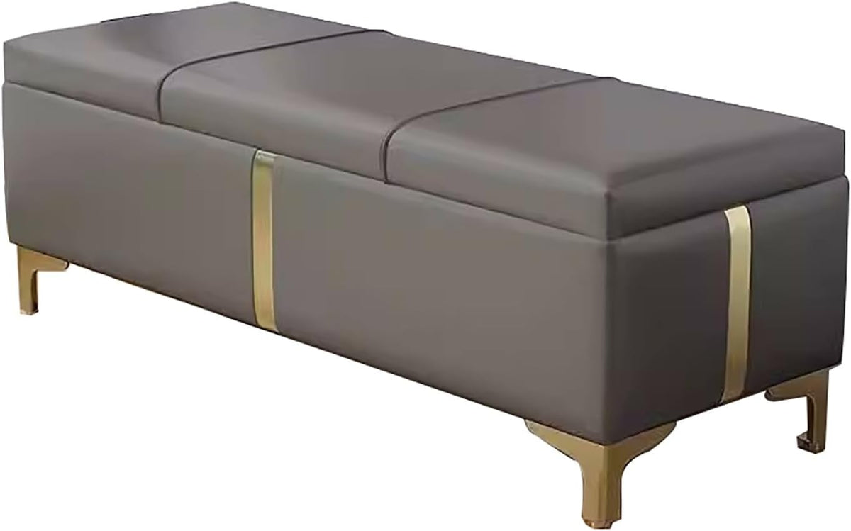 Stilvolle Hocker, 40 cm, klappbar, Leder, für das Schlafzimmer, Ottomane für Schuhaufbewahrung, 15.7in / 40 cm