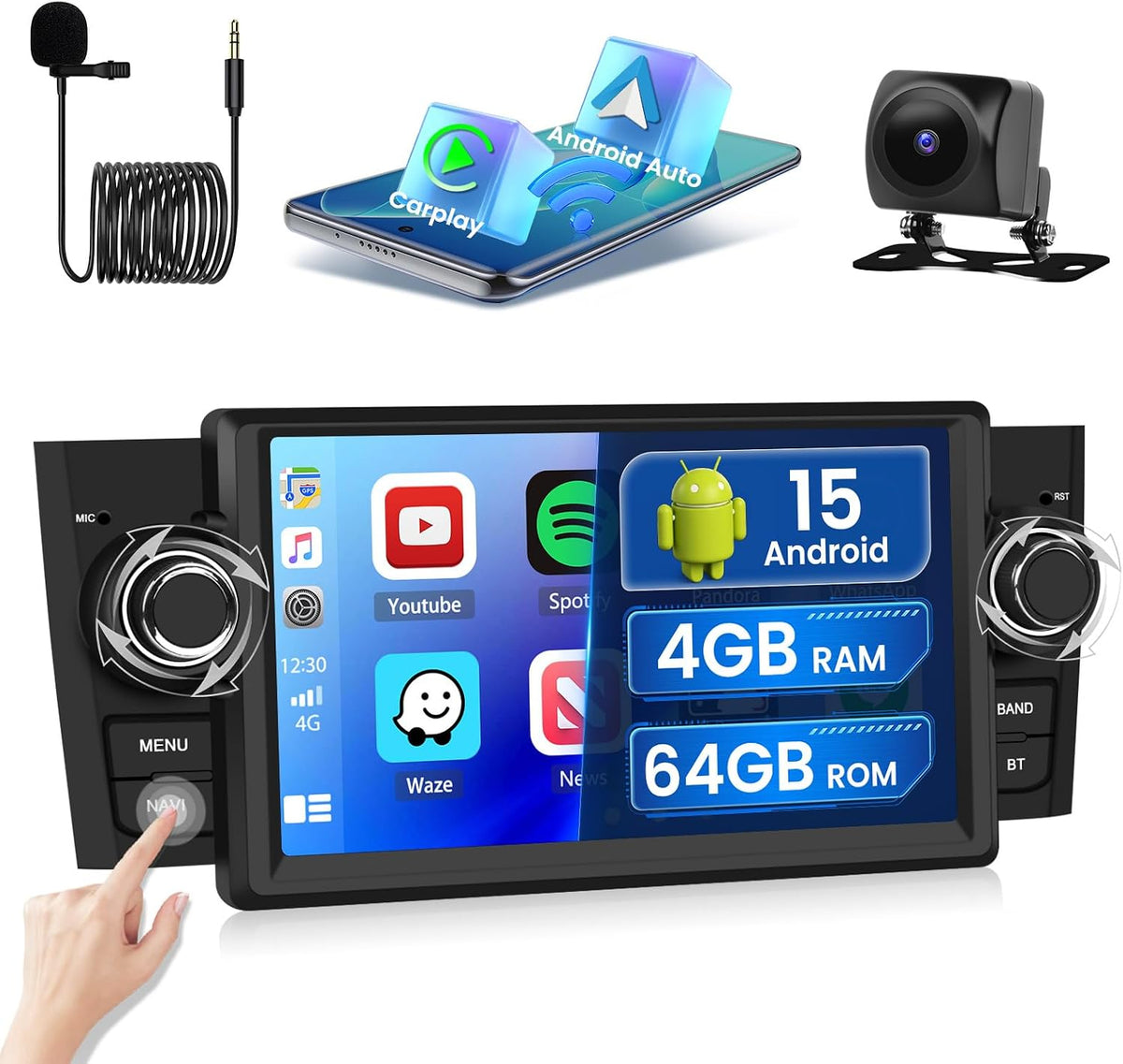 Digital Media-Receiver, Hikity, HIkity 4+64G Autoradio für FIAT Punto 2005-2009 /Linea 2007-2011