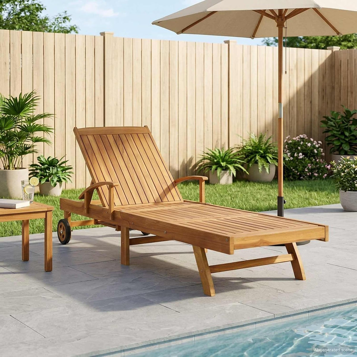 Liegen, 195 × 68 × 30 cm, verstellbar, Braun, für den Garten, für die Terrasse, KGHERMDF