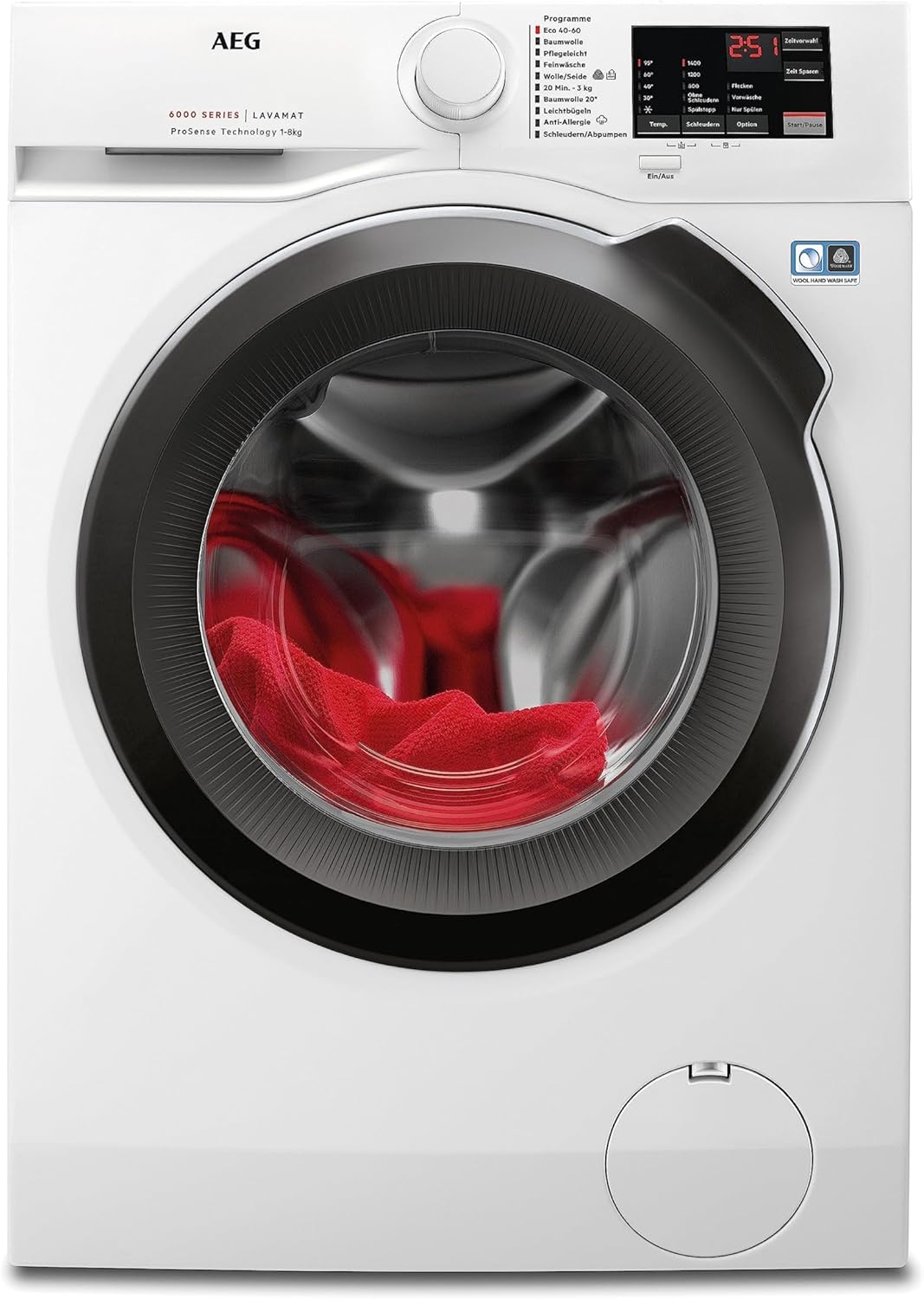 AEG L6AMZ48FL Waschmaschine, 8 kg, Serie 6000, ProSense Mengenautomatik,