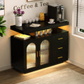 Schrank, 100cm, Schwarz, für die Küche, FREDEES, FREDEES Küchenschrank mit RGB-Licht & Ladefunktion