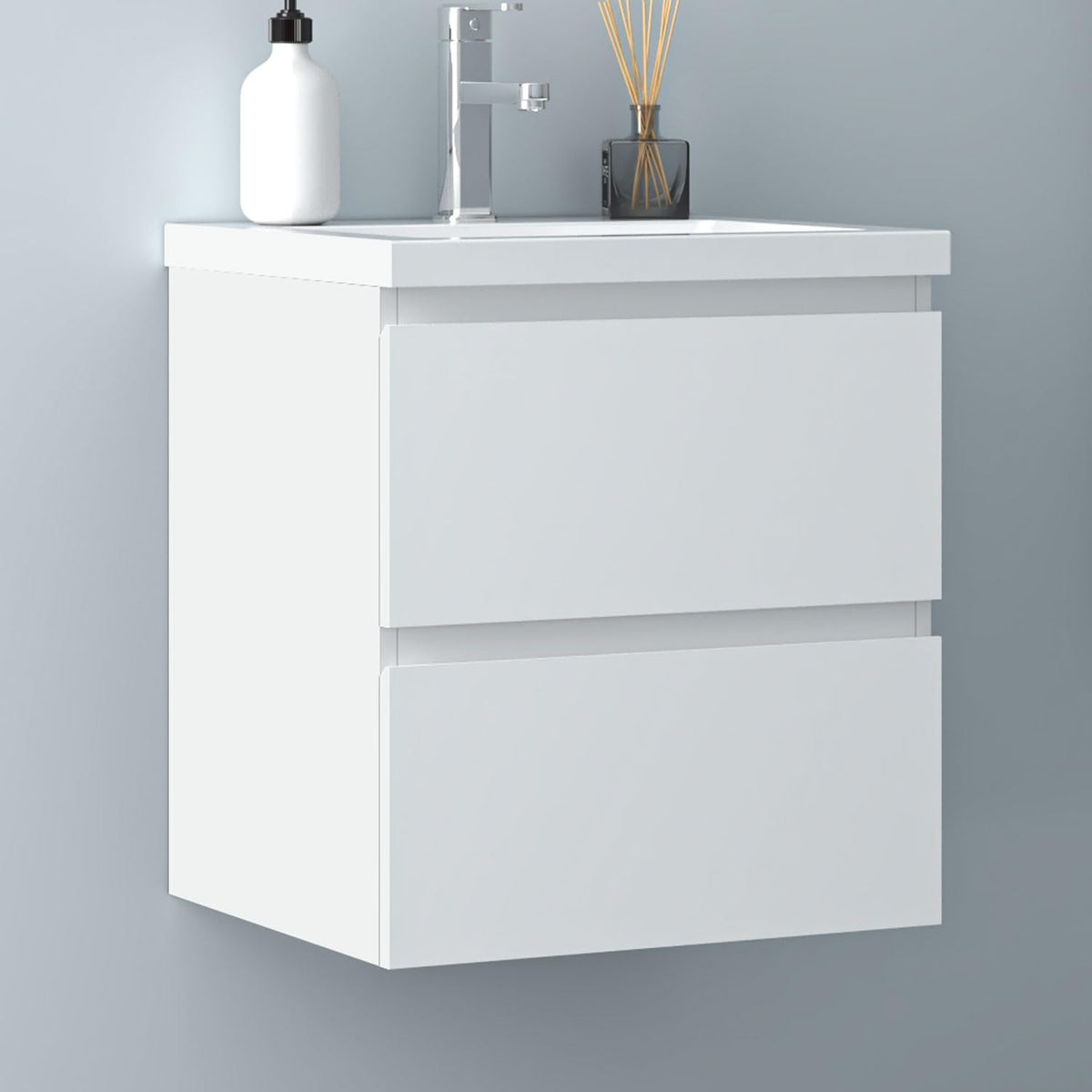 Schrank, 50cm, mit Schubladen, Weiß, Biubiubath