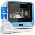 Klarstein Geschirrspüler, 5L, 58dB, Blau, für die Küche, Kompakte Tischspülmaschine mit Wassertank, 7 Programme, Leise 58dB