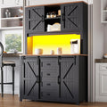 Schrank, 174.7 cm, mit LED-Beleuchtung, mit Schubladen, mit Ablagen, 2 Kammern, Schwarz, für die Küche, Gxffipw