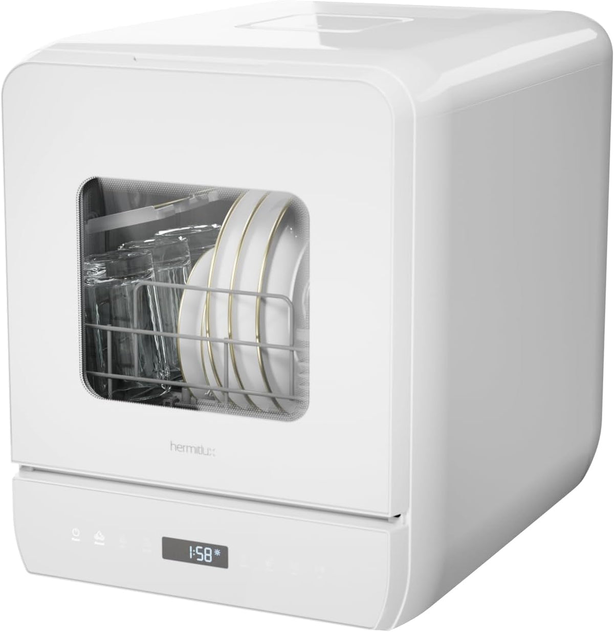 Geschirrspüler, 45,2cm, 5L, Hermitlux, Mini spülmaschine mit 6+1 Programme, 5 Maßgedecken, 5L Wassertank