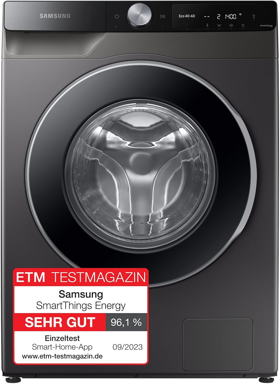 Samsung WW80T604ALXAS2 Waschmaschine, 60 × 85 × 55 cm, 8 kg, mit WLAN, Schwarz, 1400 U/min, WiFi SmartControl, SuperSpeed 59 Min
