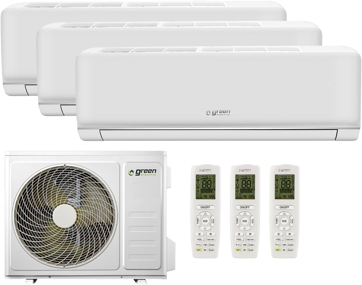 Klimaanlage R32, mit Fernbedienung, GREEN ELECTRIC, Plus Klimaanlage Trial Split 9000 + 9000 + 9000 BTU, Wi-Fi R32, 3 Innengeräte und 1 Außengerät