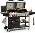 Klarstein Grill, 44 × 41 cm, 8,5 kW, 11 kg, Edelstahl, Klarstein Hot & Hot Kombigrill - 2in1-System: Gas-/Kohlegrill, 3 Edelstahlbrenner, Leistung: 8