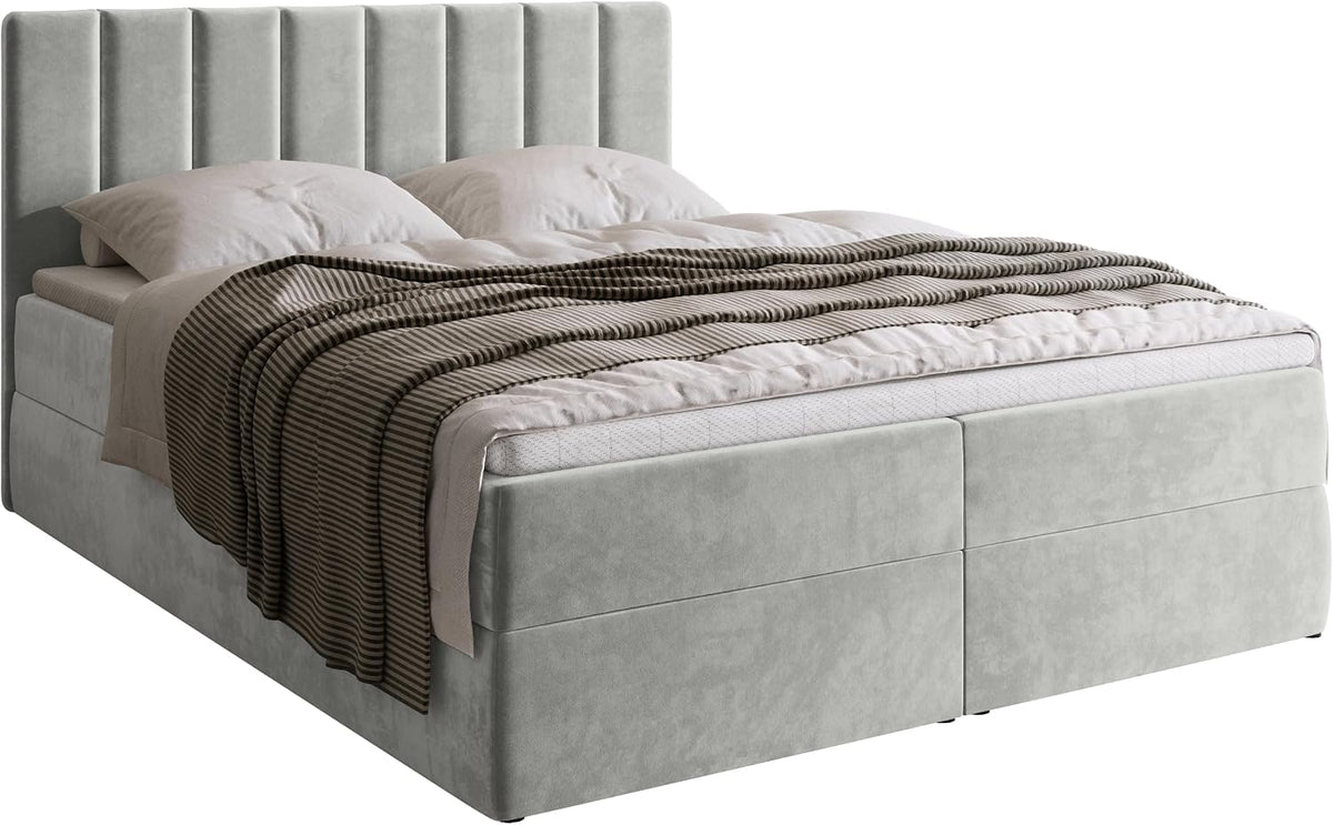 Matratze, 160 × 200cm, BROMARKT, Boxspringbett mit 160x200cm Bett mit Topper Hellgrau