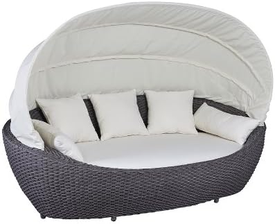 Liegen, 230 cm, Grau, für den Garten, für die Terrasse, Strandkorbwerk