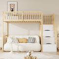Bett, 90 × 200cm, Holz, Weiß, Moimhear, Moimhear Hochbett 90x200cm mit Sicherheits-Aufbewahrungsleiter