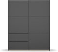 Schrank, 175 × 210 × 59 cm, mit Ablagen, Metall, Schwarz, Rauch Möbel, 2-türig, inkl. 2 Kleiderstangen, 2 Einlegeböden BxHxT 175x210x59 cm