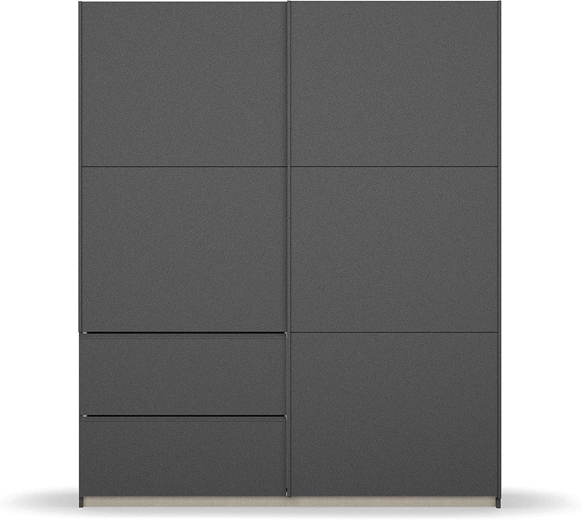 Schrank, 175 × 210 × 59 cm, mit Ablagen, Metall, Schwarz, Rauch Möbel, 2-türig, inkl. 2 Kleiderstangen, 2 Einlegeböden BxHxT 175x210x59 cm