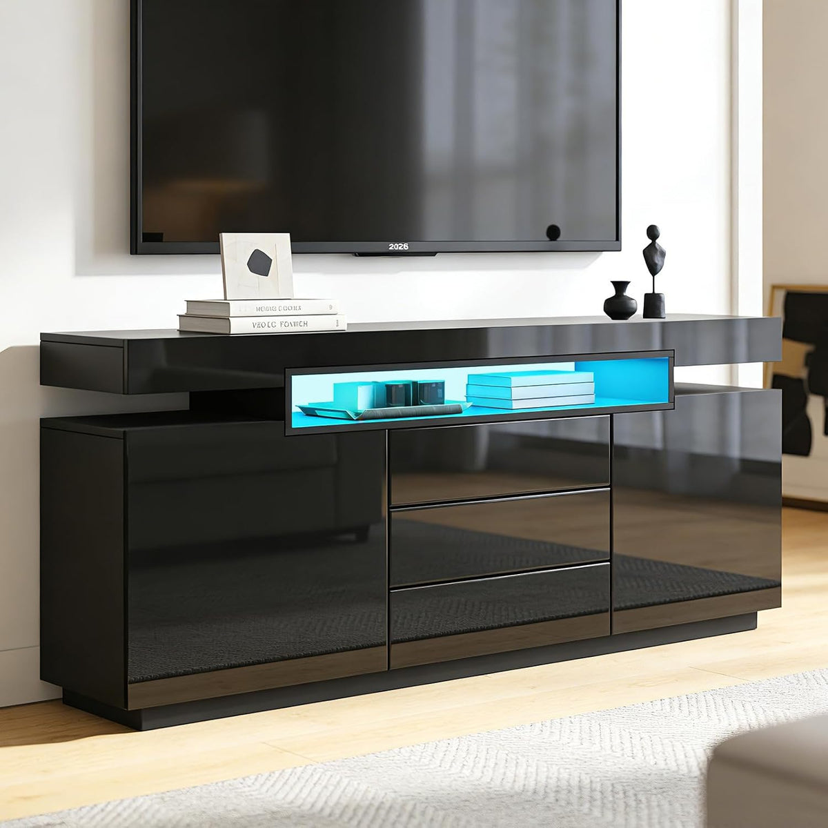 Smart-TV, 160 × 35 × 72cm, mit LED-Beleuchtung, Schwarz, Senvoziii